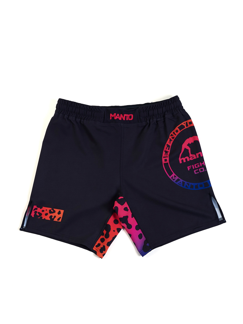 MANTO leopard FIGHT SHORTS-black